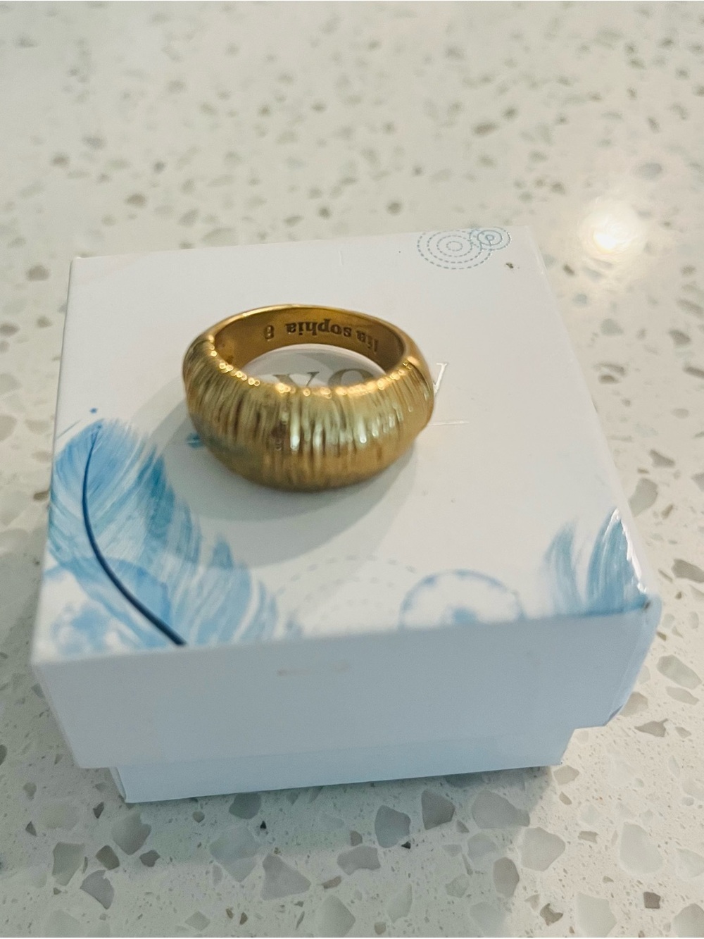 Lia Sophia Ribbed Gold Dome Ring